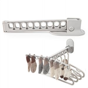 KALANKA-&Eacute;tendoir &Agrave; Linge Mural,&Eacute;tendoir&Agrave; Linge D'int&eacute;rieur Pliable Mural,Tringle &Agrave; V&ecirc;tements sans Per&ccedil;age, &Eacute;tendoir &Agrave; Linge Peu Encombrant Et Multifonctionnel pour Balcon,1 Pi&egrave;ce - Neuf