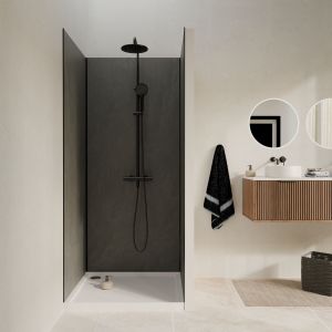 Pack 3 Panneaux Muraux Pierre Ardoise 90x210cm et Profil&eacute;s Noirs - STONE'IT - Neuf