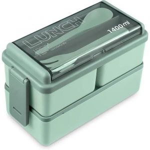 Boîte À Lunch En Plastique, Boîte À Lunch, Boîte À Lunch Empilable Avec Compartiment Amovible, Double Séparateur Avec Couverts - Neuf