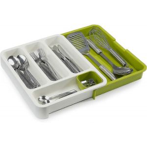 Range-couverts extensible pour tiroir,organisateur de tiroir réglable - Blanc/Vert - Neuf