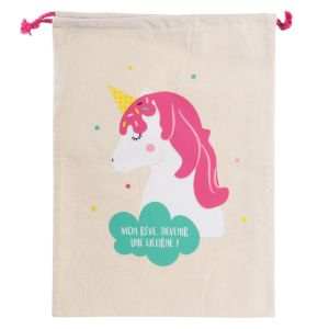 Promotion ! Pochette Toile 'licorne My Unicorn' (Mon R&ecirc;ve, Devenir Une Licorne ! ) - 35x27 Cm - Neuf
