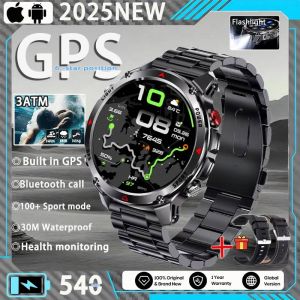 2025 Nouveau T-Rex 3 Montre Intelligente Hommes Gps Intégré 540 Mah Batterie 3Atm Étanche Boussole Baromètre Altimètre Sport Smartwatch Homme.Black Steel 2A.Gps Sports Watch - Neuf
