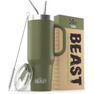 Beast Tasse Thermique De Voyage &iquest; 300 Ml I Arc-En-Ciel I Double Paroi Inox Caf&eacute; Isol&eacute; I Avec 2 Pailles S Et Brosse &Agrave; Dents De Nettoyage I Id&eacute;al Pour Caf&eacute; Froid Ou - Neuf