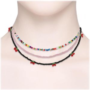3 Pcs Colliers Pour Femme,Collier De Perles De Riz Colorées Pour Femmes,Collier De Perles Fait À La Main,Collier Bohème,Bohème Bijoux Cadeau Anniversaire Pour Femme Adolescentes Fille - Neuf