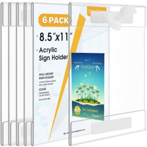Porte-affiche mural en acrylique transparent, format 8,5 x 11 pouces, avec bandes auto-agrippantes et ruban adhesif double face. - Neuf