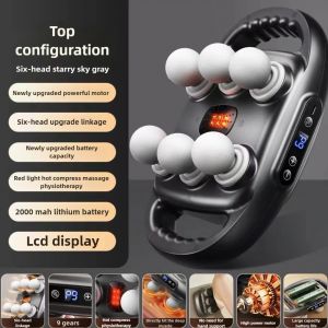 (Type C Charge&iquest;6 Heads-Grey) 32 Pistolet De Mas De T&ecirc;te De Mas Des Tissus Profonds Des Muscles De Qualit&eacute; Professionnelle Haute Puissance Sans Fil Vibration &Agrave; Haute Fr&eacute;quence Avec Cadeau Chauffant - Neuf