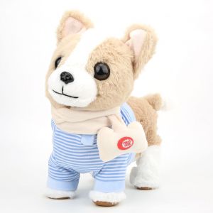 Jouet En Peluche Electrique Pour Enfant, Simulation De Chien Qui Marche Et Chante, Avec Laisse, Bleu - Neuf