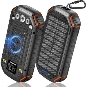 CMJAAGUR-Batterie Externe Solaire Sans Fil 26800Mah Avec 3 Câbles, Batterie Externe Usb-C 15W Charge Rapide 4 Sorties 3 Entrées Pour Téléphone Portable, Chargeur Solaire Avec Lampe Torche[M907] - Neuf