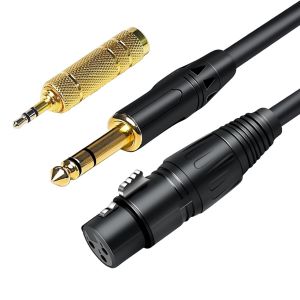 Microphone Câble 5M,6.35mm mini Jack,câble de microphone TRS Stéréo,avec adaptateur Stéréo à 3.5mm,connecteur XLR mâle équilibré,pour caméra,appareils photo,appareil d'enregistrement - Neuf
