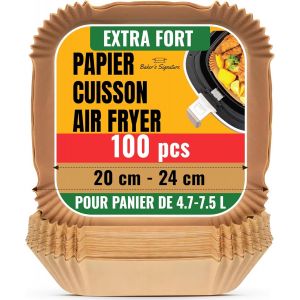 Jexnovashop-Papier Cuisson Air Fryer, 100 Pièces - Feuilles Carrées De 20-24 Cm (8 Po) Pour Paniers De 5,5-9 L, Four, Pots - Papier Sulfurisé - Accessoires De Cuisine Baker¿S Signature - Neuf