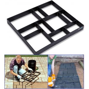 MEVRONISSHOP-Moule &agrave; Pav&eacute; Pavage B&eacute;ton Moules Pierres Jardin All&eacute;e Moule Pavage Chemin Moule &agrave; Pav&eacute; DIY R&eacute;utilisable Moule &agrave; Pav&eacute; B&eacute;ton Pratique 45 x 40 x 4cm Noir - Neuf