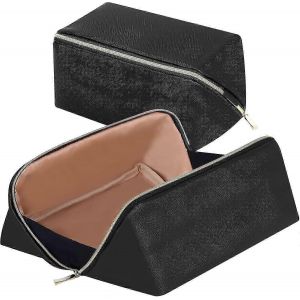 Trousse de maquillage de grande capacité qui s¿ouvre à plat pour un accès facile, sac à cosmétiques paresseux portable, accessoires de voyage - Neuf