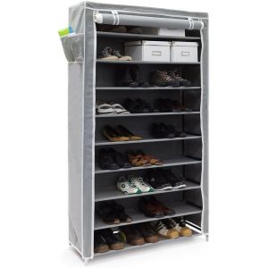Kgabery-10019125 Meuble À Chaussures Valentin Housse Tissu Étagère Armoir Chaussures 10 Étages Dimensions Hxlxp 161x88x30 Cm Pour 45 Paires De Chaussures Fermeture Éclair,Anthracite - Neuf