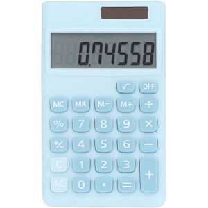 Mini Calculatrices de Poche,Calculatrices,Batterie Solaire &agrave; 8 Chiffres,Calculatrice de Poche &agrave; Double Alimentation avec Grand &Eacute;cran LCD,Grand Bouton Sensible (Bleu) - Neuf