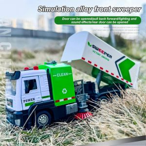 Sanitation Garbage Truck Toy Street Sweeper Model Ornament No Battery Required Inertial Forward Pull Back Car Toy Children - Neuf