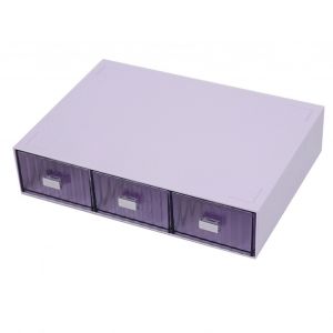 Hjlian Organiseur De Tiroir De Bureau En Plastique, Etanche A La Poussiere, A Plusieurs Niveaux, Empilable, A Rayures Violettes, 3 Tiroirs - Neuf