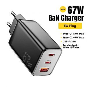 Essager GaN USB Type C chargeur 67W 45W 33W KR prise ue charge rapide pour Samsung iPhone 16 15 14 Pro Huawei téléphone ordinateur portable Chagers--EU Black 67W - Neuf
