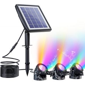 Lampes Solaires Submersibles, 3 En 1 Rvb Changeant De Couleur Pour &Eacute;tang Sous-Marin, Ext&eacute;rieur, Projecteurs De Paysage Led &Eacute;tanches Pour Aquarium, Jardin, Cour, Piscine, Fontaine, D&eacute;coration - Neuf