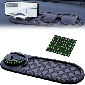 Tapis Antid&eacute;rapant Multifonctionnel Mont&eacute; Sur V&eacute;hicule,Gadgets De Voiture,Support De T&eacute;l&eacute;phone,Tapis Rotatif Antid&eacute;rapant Pour Tableau De Bord Avec Affichage Temporaire Du Num&eacute;ro De - Neuf