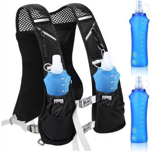Ulteronixshop-Gilet Hydratation Running avec 2 Soft Flask 500 ML, R&eacute;fl&eacute;chissant Gilet d'hydratation de Course &agrave; Pied pour Femmes et Hommes, Sac &agrave; Dos r&eacute;glable pour Course,pour Marathon Cyclisme,Rando - Neuf