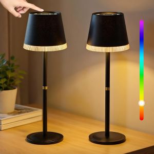 Subzonal-2 Pi&egrave;ces Lampe De Table Sans Fil Avec 3 Modes De Couleur & Lumi&egrave;re Rgb, Lampe Led Rechargeable, Commande Tactile, Luminosit&eacute; R&eacute;glable En Continu, M&eacute;moire, Ip54 Pour Chambre, Bar & Caf&eacute;, Noir - Neuf