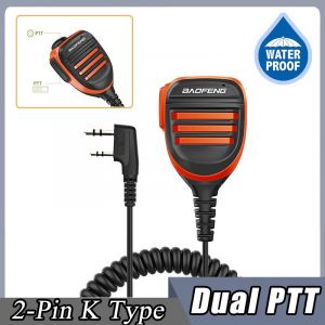 Baofeng UV-5R PTT étanche UV-9R talkie-walkie haut-parleur Radio Microphone Keenwood 2 broches Type micro portable pour UV-82 UV16 888S - Type 2 Pin-K-2PTT-Orange #B - Neuf