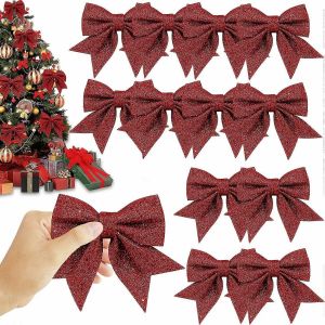 12 Pi&egrave;ces Mousseux Arbre de No&euml;l Bow Ties - Id&eacute;al pour les D&eacute;corations de no&euml;l, Emballage de Cadeaux et cotillons - Neuf