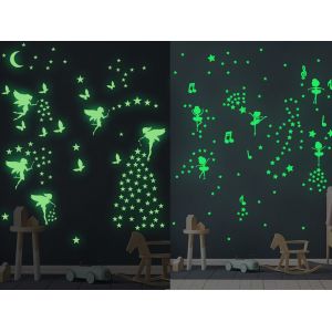 Stickers muraux lumineux - Elfe &eacute;toile et danseuse de ballet - Neuf