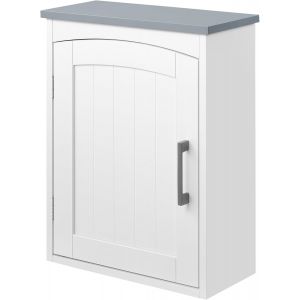 SUBZONAL-Meuble WC Suspendu Armoire &agrave; Pharmacie Murale Armoire Salle de Bain Rangement avec Porte et &eacute;tag&egrave;re r&eacute;glable - 41 x 18,5 x 52 cm - MDF - Blanc - Neuf