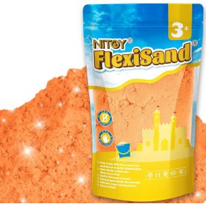 MDY-FlexiSand Sable de jeu, 1 kg, ne sèche jamais - Pour enfants de 3 ans et plus - Recharge en vrac pour jouets sensoriels - Idéal pour façonner, presser et mouler - Orange - Neuf