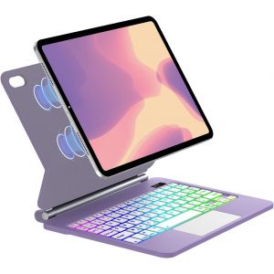 Coque Clavier pour iPad 10 &Egrave;me Gen 10.9 Pouces 2022 avec pav&eacute; Tactile - AZERTY Clavier r&eacute;tro&eacute;clair&eacute; 7 Couleurs, Magic Keyboard avec Trackpad, Noir - Neuf