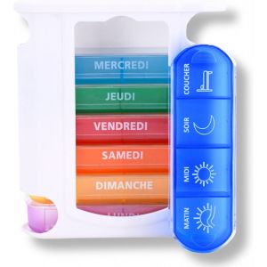 Tower Dose Pilulier Semainier Fran&ccedil;ais|Organisation Hebdomadaire Des M&eacute;dicaments|7 Jours|4 Moments De Prise Par Jour|28 Compartiments|Sans Bpa|Une Pi&egrave;ce|Med-S28t-A-F - Neuf