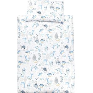 Ulteronixshop-Ensemble De Linge De Lit Pour Enfants 2 Pi&egrave;ces Pour Fille Gar&ccedil;on, Animaux Marins/Bleu, 120x90 Cm - Neuf