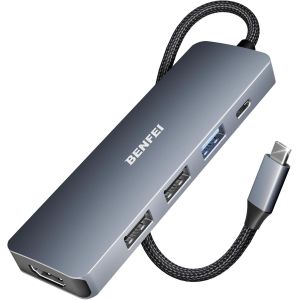 LORANKA-Hub USB C Adaptateur Compatible avec iPhone 15/16 Plus Pro Max, MacBook iPad Pro Air, multiport USB-C 5 en 1, Gris, avec HDMI 4K/PD 100W/1*USB-A 3.2 10Gbps, 2*USB 2.0 - Neuf