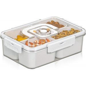 Snack Box Plateau De Service Divisé Avec Couvercle Boîte De Rangement De Collation Plateaux À Compartiments Avec Couvercles Pour Bonbons Fruits Noix - Neuf