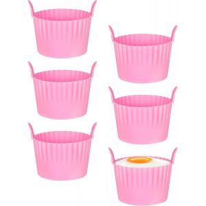 6pcs Moules Muffins Silicone,Moule Muffins En S Caissettes,Rose Anti-Adh&eacute;sif Moule Cake Sans Bpa Cupcake Tasses De Cuisson En Silicone Pour P&acirc;tisseries,G&acirc;teau,Puddings - Neuf
