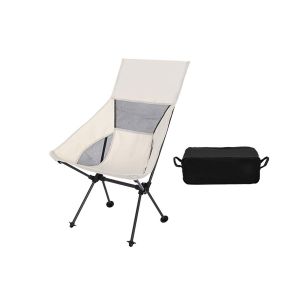 Chaise De Camping Pliante Avec Appui-T&ecirc;te Pour Les Voyages En Plein Air - Beige - Neuf