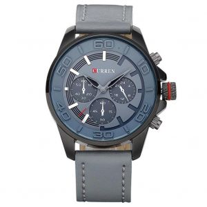 Curren Hommes Mode Étanche Quartz Montre Réglable Pu Montre-Bracelet (Noir & Gris) - Neuf