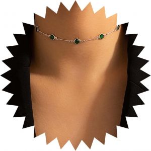 Kal-Collier Boho En Émeraude Verte Collier Ras Du Cou Vintage En Émeraude Verte Collier Station En Cz Vert Doré Collier Satellite Personnalisé Collier Chaîne Bijoux Pour Femmes Et Filles - Neuf