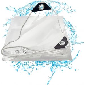 ChenQuanSarl-Bâche Transparente Robuste Et Imperméable En Vinyle Pvc 420 G/M² Avec ?illets, Bâche Coupe-Vent Pour Balcon, Clapier, Bâche Transparente Résistante Aux Déchirures Pour Jardin, Porche, Te - Neuf