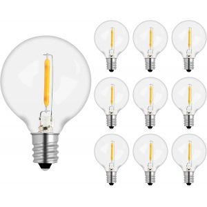 Lot De 10 Ampoules En Verre E12 G40 Led 1w, Equivalent À Ampoule Incandescente 7w, Blanc Chaud 2700k, Ac220-240v, 100lm, Ip54 Étanche, Non Dimmabile, Ampoules Globe G40, Pour Decorative Guirlande - Neuf
