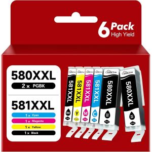 580 581 Xxl Cartouches Encre Remplacement Compatible Pour Canon Pgi 580 Cli 581 Xxl Pour Canon Ts6150 Ts6250 Ts8150 Ts8151 Ts8250 Ts6151 Ts8350 Ts6350 Ts705 Ts6251 Ts9150 (6Pack) - Neuf