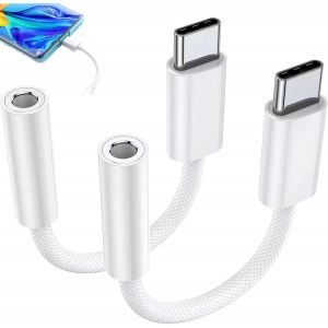 2 Pcs USB C Jack Adapter[MFi Certified] Adapter Jack USB C to 3.5mm Adapter UsbC JackType C Aux Audio Converter Earphone for iPhone 15/iPad - Neuf