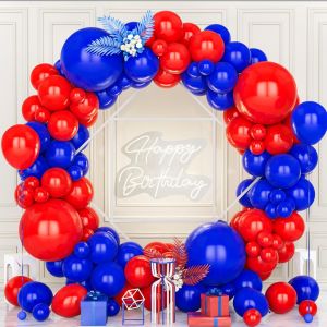 MEVRONISSHOP-Arche Ballons Bleu et Rouge,119Pi&egrave;ces Kit Guirlande Ballon Matte Bleu Fonc&eacute; Rouge Gar&ccedil;on Hommes Femmes Fille Baby Shower Anniversaire Mariage Proposition Valentin B&eacute;b&eacute; Nuptiale Douche D&eacute; - Neuf
