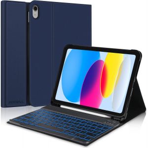 Coque Clavier Pour Ipad A16 11eme/10eme Generation 2025/2022, Azerty Clavier Rétro-Éclairé Détachable Magnétique Bluetooth Avec Fente Pour Stylo Pour Ipad 11/10 Génération 11/10,9 Pouces, Bl[Z1469] - Neuf