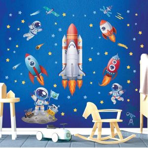 Sg2-2416 Stickers Muraux Fusée Astronaute Décalcomanies Autocollants Muraux Enfants Etoile Pour Bébé Chambres D'enfants Fille Garcon Plafond Décoration - Neuf