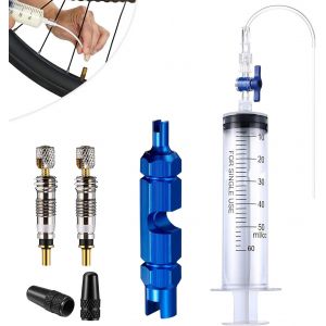 Subzonal-Seringue De Mastic De Vélo Tubeless Seringue 60ml Tubeless Et Outil De Retrait De Valve Presta Avec Presta Valve Cores Obus Valve Presta - Neuf