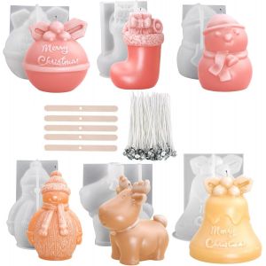 Lot De 6 Moules En Silicone 3d Pour Fabrication De Bougies De No&euml;l En R&eacute;sine &Eacute;poxy, D&eacute;corations De Jardin, Loisirs Cr&eacute;atifs - Neuf