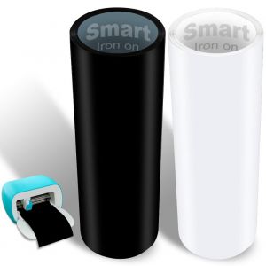 Lot De 2 Rouleaux De Vinyle Smart Iron On Pour Cricut Joy,14 X 200 Cm,Pour Transfert De Chaleur,Htv,Smart Iron On,Pour Traceur Autocollant,Polyuréthane,Textile,Pour Tissus,T-Shirts (Noir + - Neuf