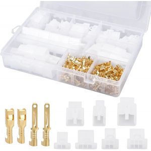 380 Pcs Connecteur Electrique Automobile 2 3 4 6 Broches, Petite Cosse Electrique 2,8mm Cosse Mâle Femelle Connecteurs Isolés Cosses Plates à Sertir pour Moto Voiture Scooter Bateaux - Neuf